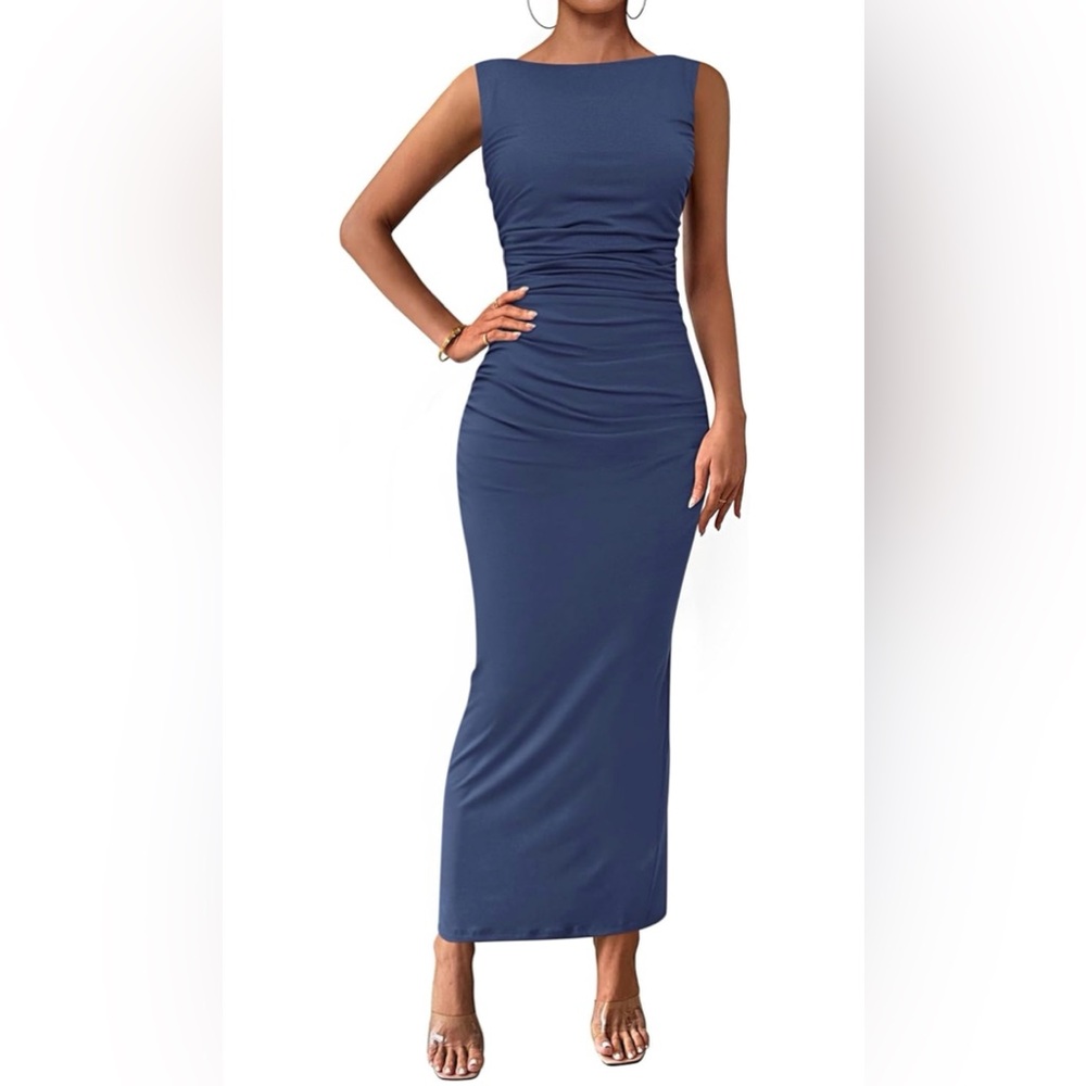 Elegant Semi-Formal Blue Midi Dress